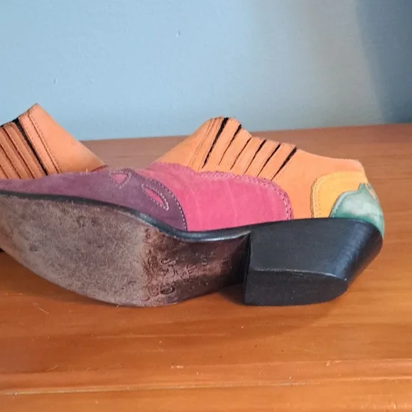 Circle S Brand Western Suede Shoes Colorful Size 7.5M - Picture 7 of 7